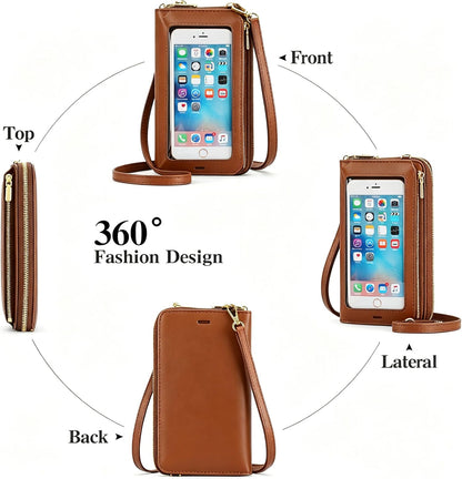 Crossbody Phone Purse for Women,Small Travel Wallet with Rfid Blocking,Waterproof PU Leather Messenger Bag