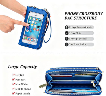 Crossbody Phone Purse for Women,Small Travel Wallet with Rfid Blocking,Waterproof PU Leather Messenger Bag