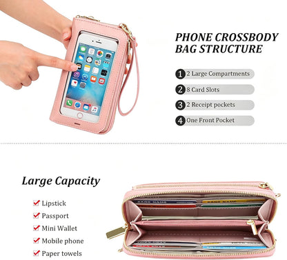Crossbody Phone Purse for Women,Small Travel Wallet with Rfid Blocking,Waterproof PU Leather Messenger Bag