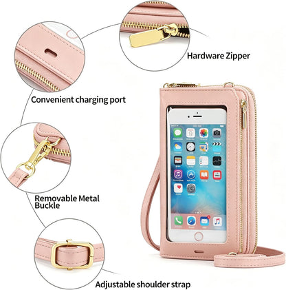 Crossbody Phone Purse for Women,Small Travel Wallet with Rfid Blocking,Waterproof PU Leather Messenger Bag