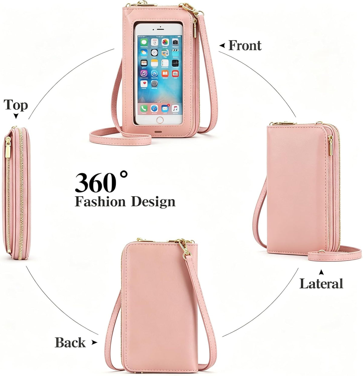 Crossbody Phone Purse for Women,Small Travel Wallet with Rfid Blocking,Waterproof PU Leather Messenger Bag