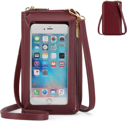 Crossbody Phone Purse for Women,Small Travel Wallet with Rfid Blocking,Waterproof PU Leather Messenger Bag