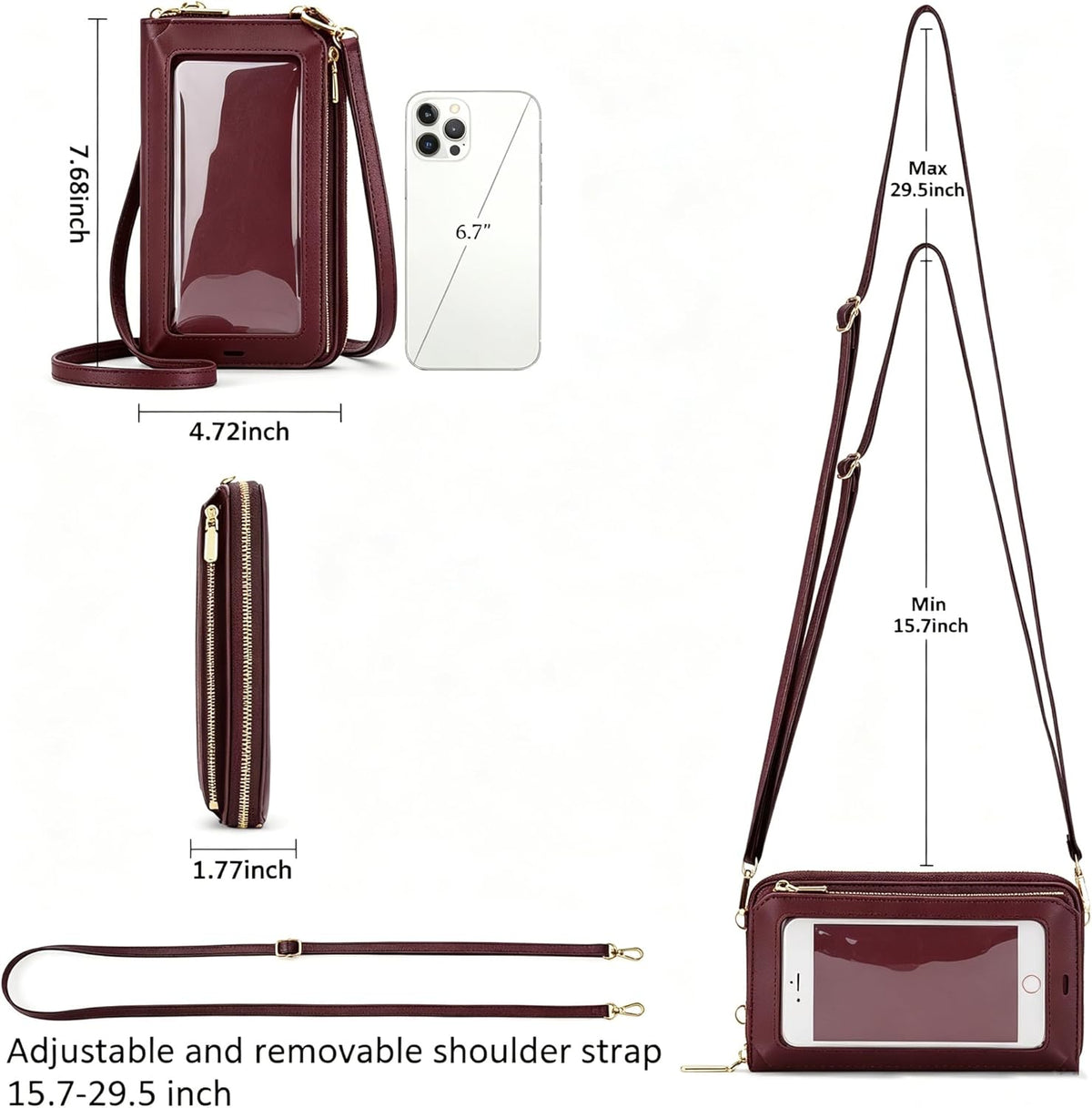 Crossbody Phone Purse for Women,Small Travel Wallet with Rfid Blocking,Waterproof PU Leather Messenger Bag
