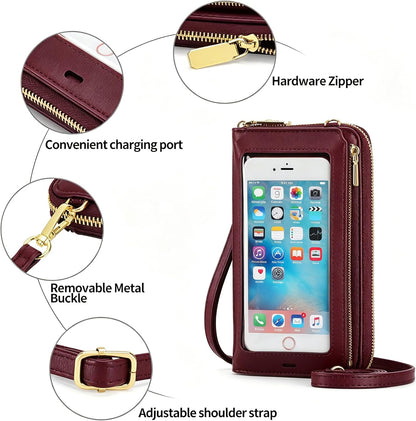 Crossbody Phone Purse for Women,Small Travel Wallet with Rfid Blocking,Waterproof PU Leather Messenger Bag