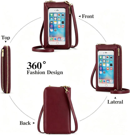 Crossbody Phone Purse for Women,Small Travel Wallet with Rfid Blocking,Waterproof PU Leather Messenger Bag