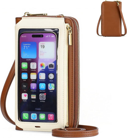 Crossbody Phone Purse for Women,Small Travel Wallet with Rfid Blocking,Waterproof PU Leather Messenger Bag