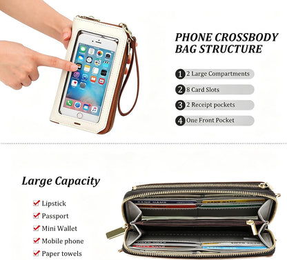Crossbody Phone Purse for Women,Small Travel Wallet with Rfid Blocking,Waterproof PU Leather Messenger Bag
