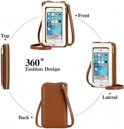 Crossbody Phone Purse for Women,Small Travel Wallet with Rfid Blocking,Waterproof PU Leather Messenger Bag