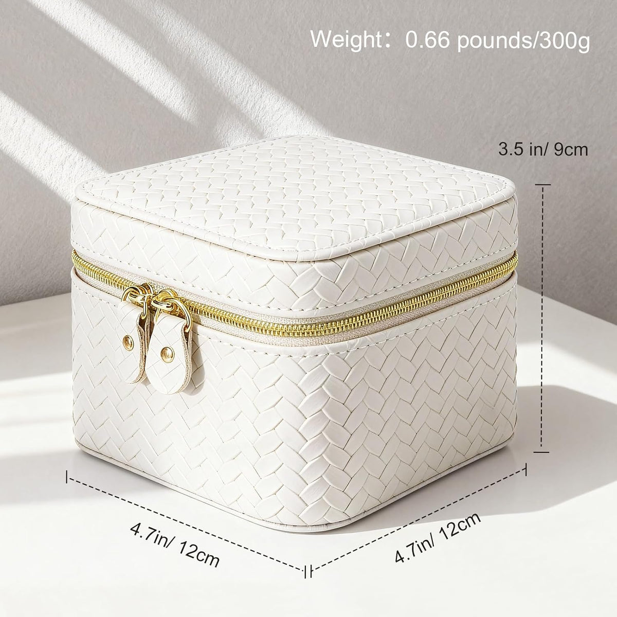 Travel Jewelry Case for Woman, Small Travel Jewelry Box with Mirror,4.72×4.72×3.54 inches,Portable Design Travel Jewelry Organizer,Double Headed Zipper