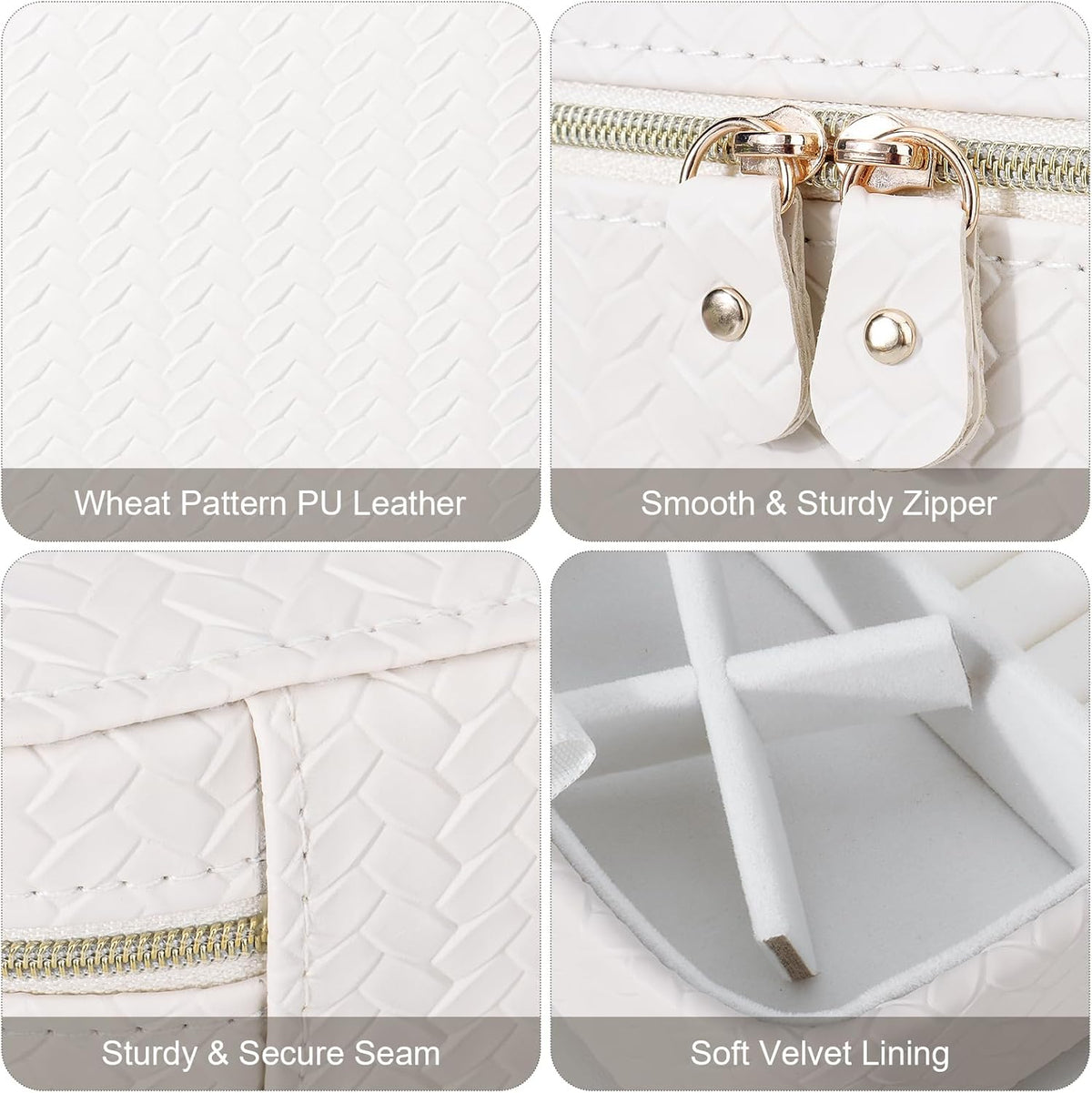 Travel Jewelry Case for Woman, Small Travel Jewelry Box with Mirror,4.72×4.72×3.54 inches,Portable Design Travel Jewelry Organizer,Double Headed Zipper
