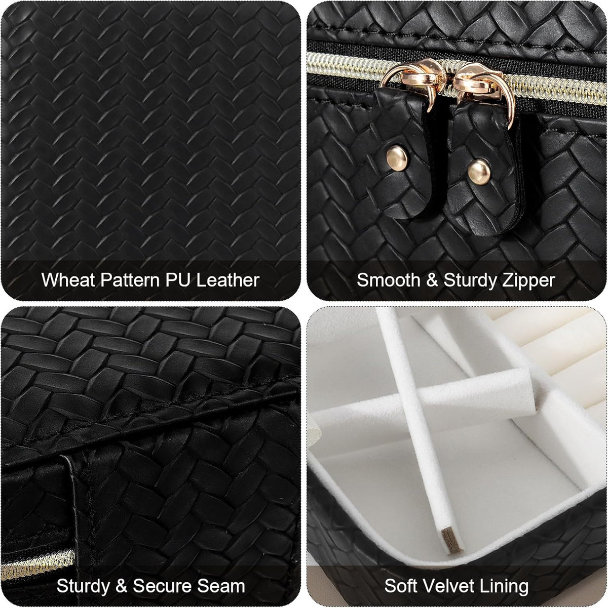 Travel Jewelry Case for Woman, Small Travel Jewelry Box with Mirror,4.72×4.72×3.54 inches,Portable Design Travel Jewelry Organizer,Double Headed Zipper