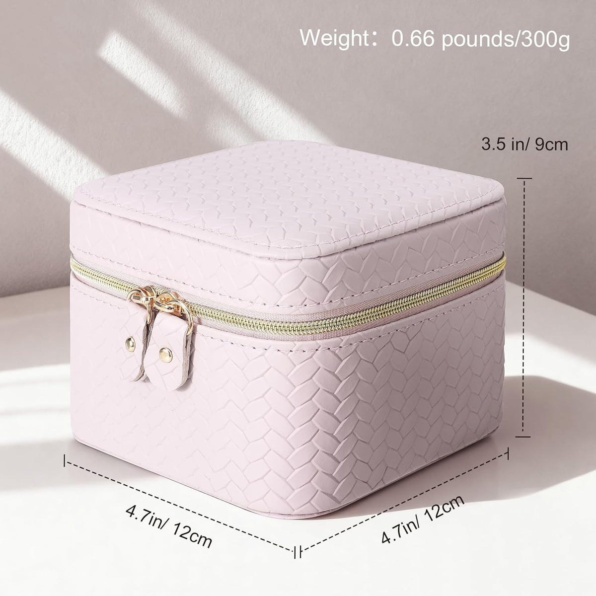 Travel Jewelry Case for Woman, Small Travel Jewelry Box with Mirror,4.72×4.72×3.54 inches,Portable Design Travel Jewelry Organizer,Double Headed Zipper