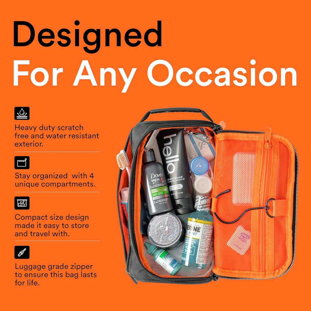 Hanging Toiletry Bag Tactical Dopp Kit Case For Men. Perfect For Travel & Storage. Fits Large & Small Cosmetic, Clipper, Toothbrush, Shaving & Shower Care. Best Overnight Organizer