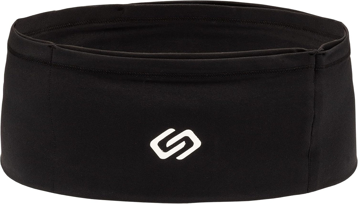VersaMax Running Belt, Anti-Theft Travel Money Band, Black, S | Secure Stretch Double-Flap Waist Pack Fits All Cell Phones. Pickpocket-Proof Travel Passport Pouch & Medical Device Holder