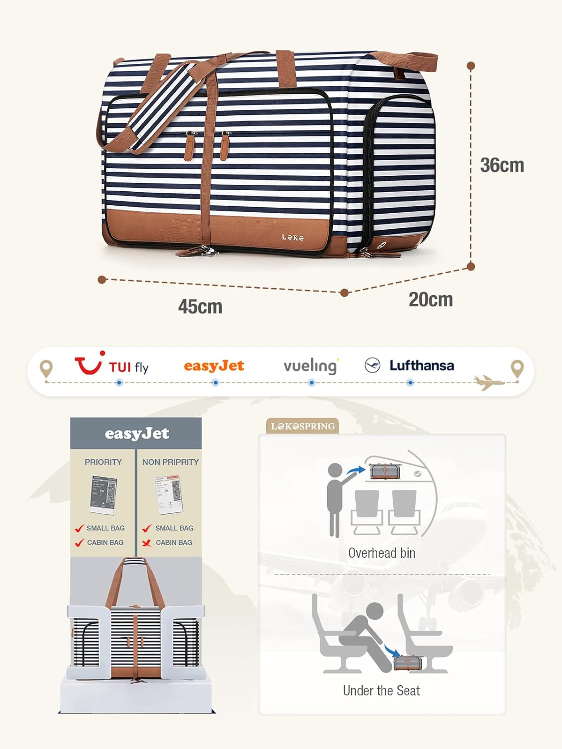 Foldable Travel Duffle Bag for Women, Large Duffel Bag with Separate Shoes Compartments & Straps, Carry On Weekend Bag for Women, Hospital, Overnight (Green Gingham, 80L)