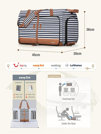 Foldable Travel Duffle Bag for Women, Large Duffel Bag with Separate Shoes Compartments & Straps, Carry On Weekend Bag for Women, Hospital, Overnight (Green Gingham, 80L)