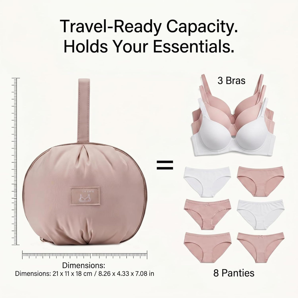 Lingerie Storage Bag Set – Multi-Compartment Travel Underwear Organizer for Bras, Panties, Socks – Portable Closet & Suitcase Storage Pouches for Women (pink)