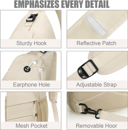 Crossbody Bags for Women Men Trendy Sling Bag Backpack Casual Chest Bag with Convertible Shoulder Strap