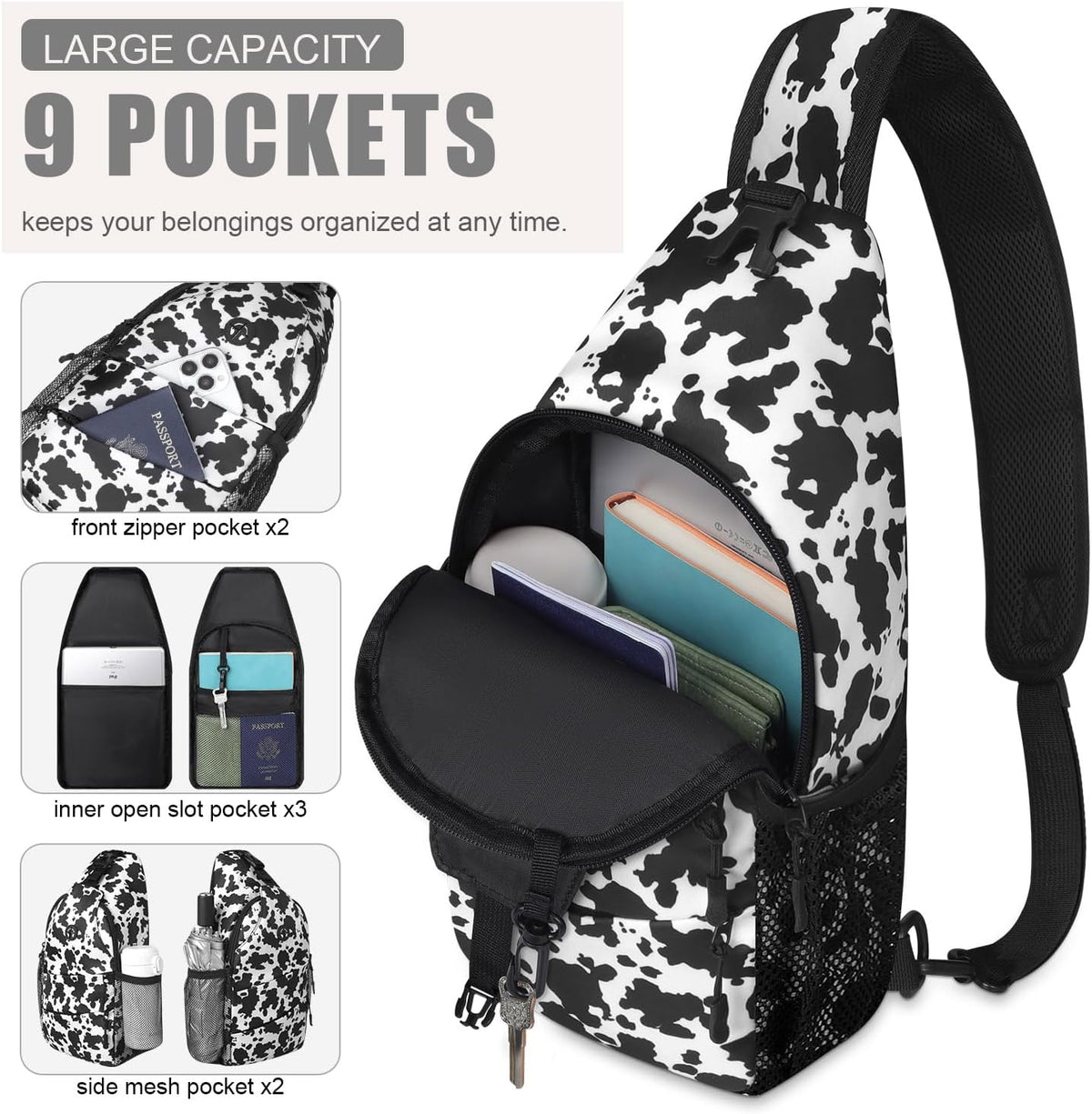 Crossbody Bags for Women Men Trendy Sling Bag Backpack Casual Chest Bag with Convertible Shoulder Strap