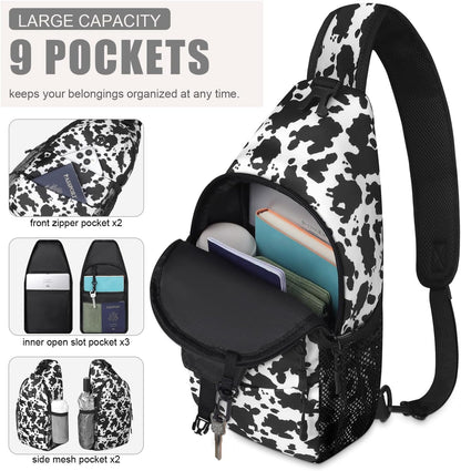 Crossbody Bags for Women Men Trendy Sling Bag Backpack Casual Chest Bag with Convertible Shoulder Strap