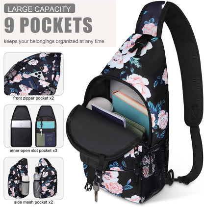 Crossbody Bags for Women Men Trendy Sling Bag Backpack Casual Chest Bag with Convertible Shoulder Strap