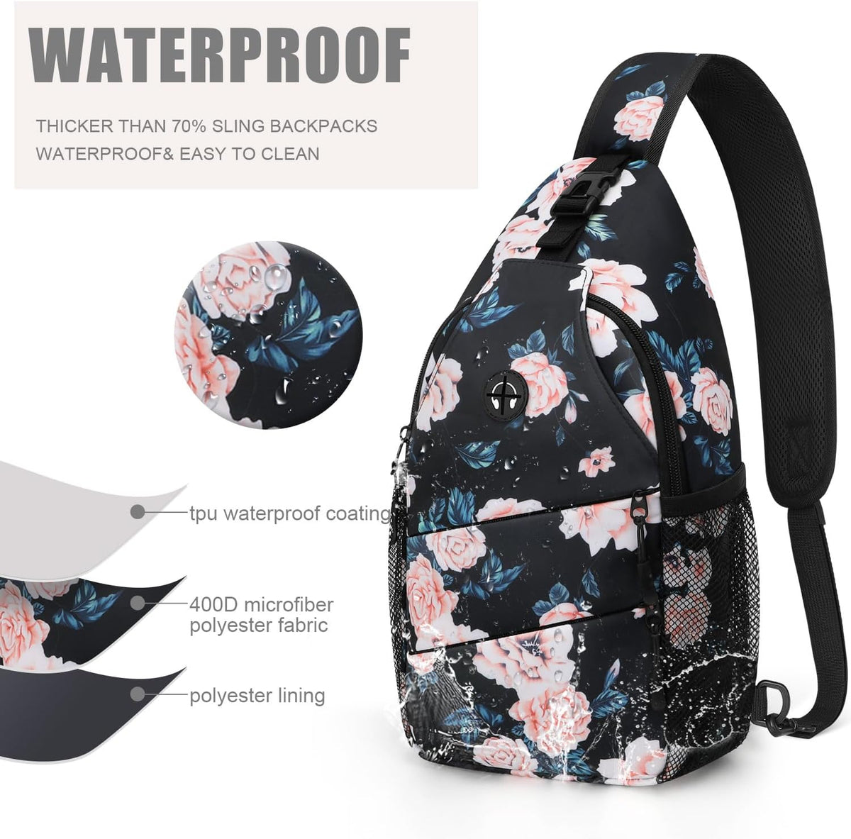 Crossbody Bags for Women Men Trendy Sling Bag Backpack Casual Chest Bag with Convertible Shoulder Strap