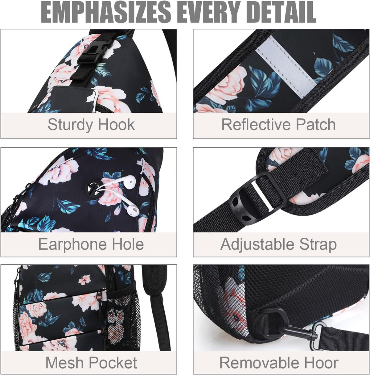 Crossbody Bags for Women Men Trendy Sling Bag Backpack Casual Chest Bag with Convertible Shoulder Strap