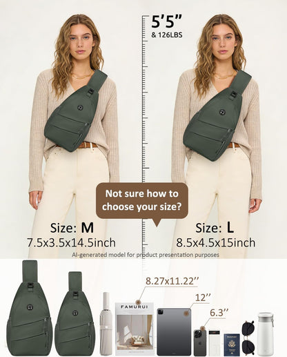 Crossbody Bags for Women Men Trendy Sling Bag Backpack Casual Chest Bag with Convertible Shoulder Strap