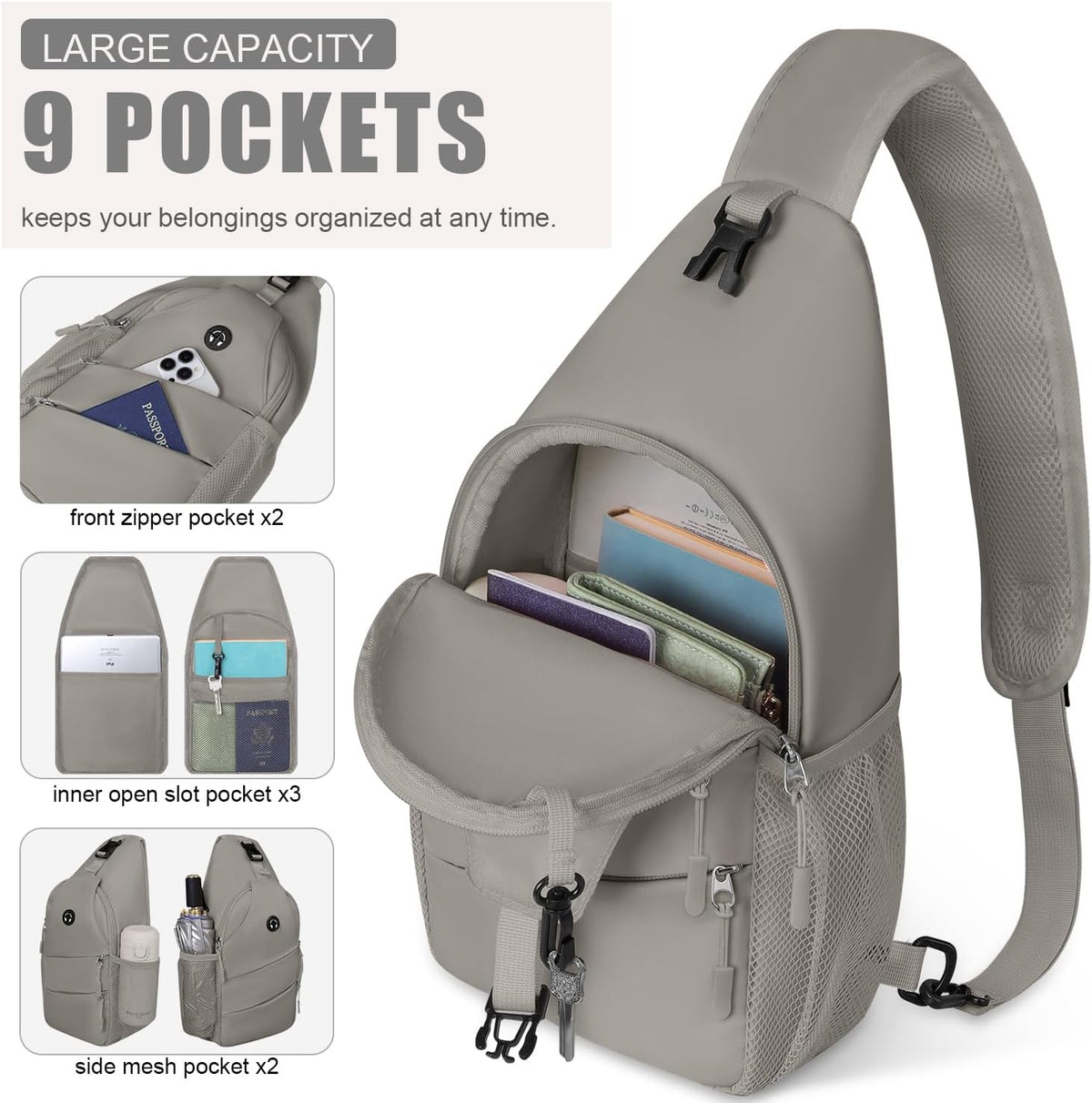 Crossbody Bags for Women Men Trendy Sling Bag Backpack Casual Chest Bag with Convertible Shoulder Strap