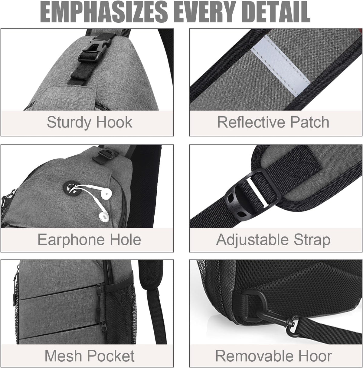 Crossbody Bags for Women Men Trendy Sling Bag Backpack Casual Chest Bag with Convertible Shoulder Strap
