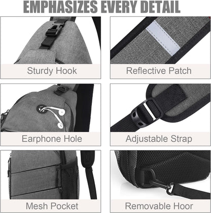 Crossbody Bags for Women Men Trendy Sling Bag Backpack Casual Chest Bag with Convertible Shoulder Strap