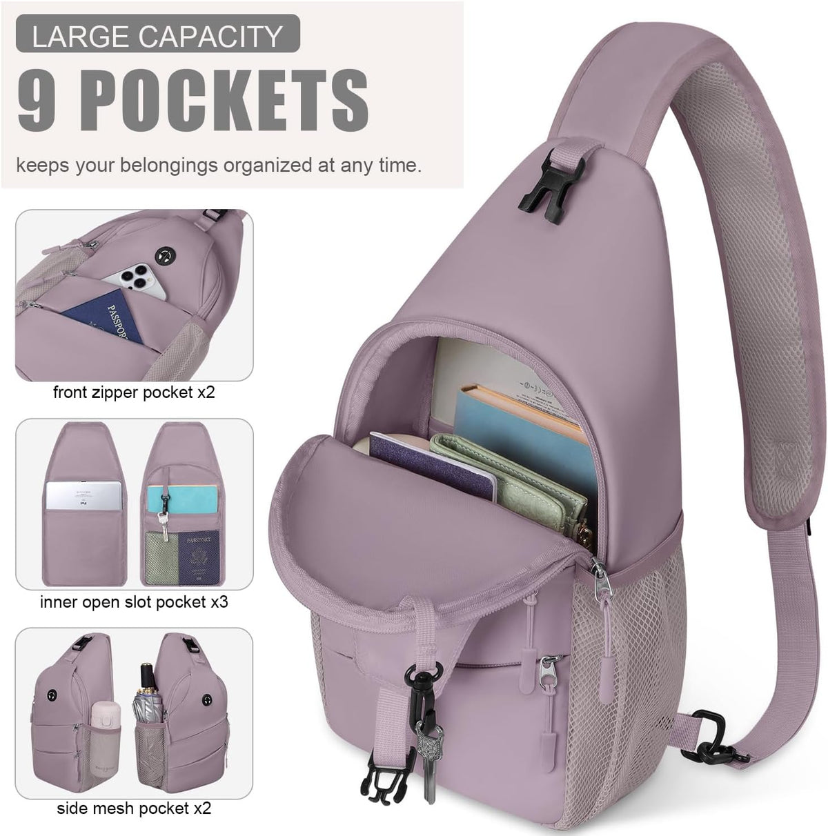 Crossbody Bags for Women Men Trendy Sling Bag Backpack Casual Chest Bag with Convertible Shoulder Strap
