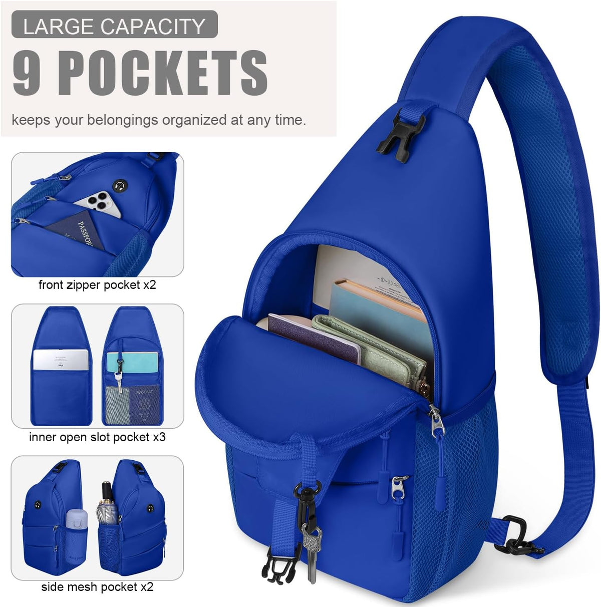 Crossbody Bags for Women Men Trendy Sling Bag Backpack Casual Chest Bag with Convertible Shoulder Strap