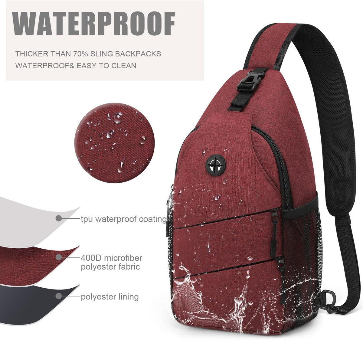 Crossbody Bags for Women Men Trendy Sling Bag Backpack Casual Chest Bag with Convertible Shoulder Strap