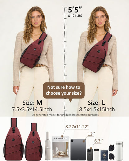 Crossbody Bags for Women Men Trendy Sling Bag Backpack Casual Chest Bag with Convertible Shoulder Strap