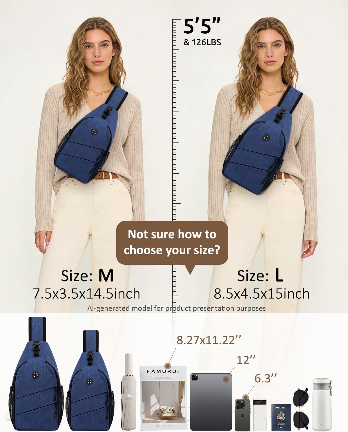 Crossbody Bags for Women Men Trendy Sling Bag Backpack Casual Chest Bag with Convertible Shoulder Strap