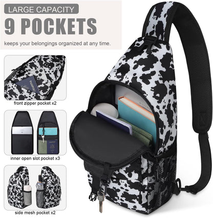 Crossbody Bags for Women Men Trendy Sling Bag Backpack Casual Chest Bag with Convertible Shoulder Strap