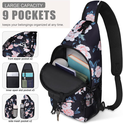 Crossbody Bags for Women Men Trendy Sling Bag Backpack Casual Chest Bag with Convertible Shoulder Strap