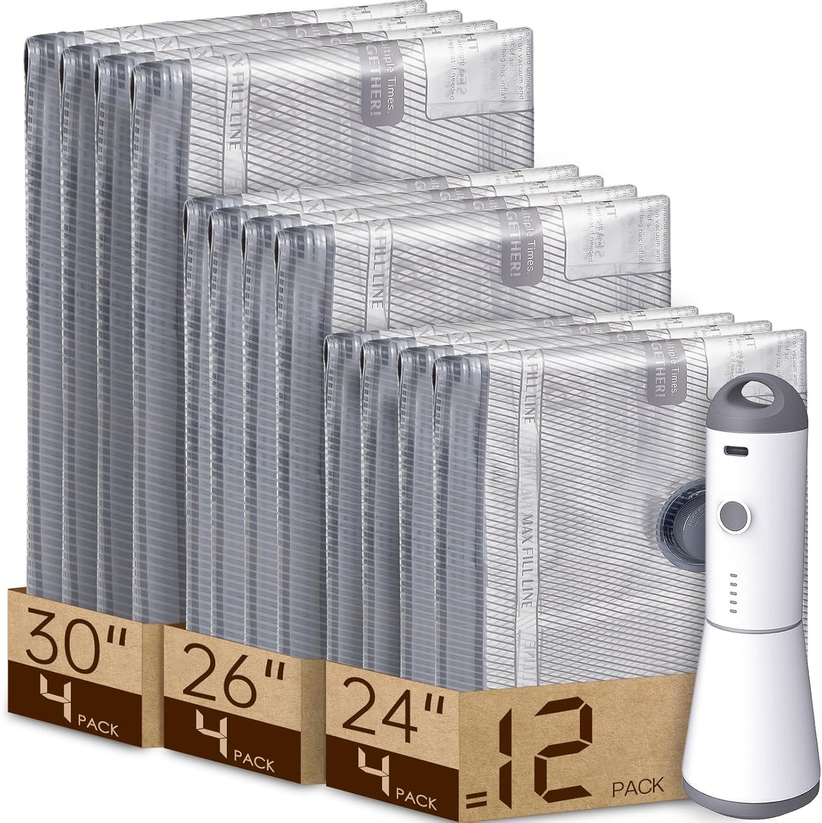 15 Pack Vacuum Bags for Travel with Rechargeable Cordless Electric Pump, Carry-on Packing Bags for Luggage and Suitcase, Space Saver for Clothes and Clothing
