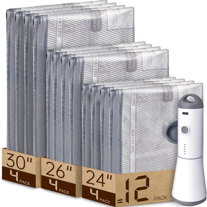 15 Pack Vacuum Bags for Travel with Rechargeable Cordless Electric Pump, Carry-on Packing Bags for Luggage and Suitcase, Space Saver for Clothes and Clothing
