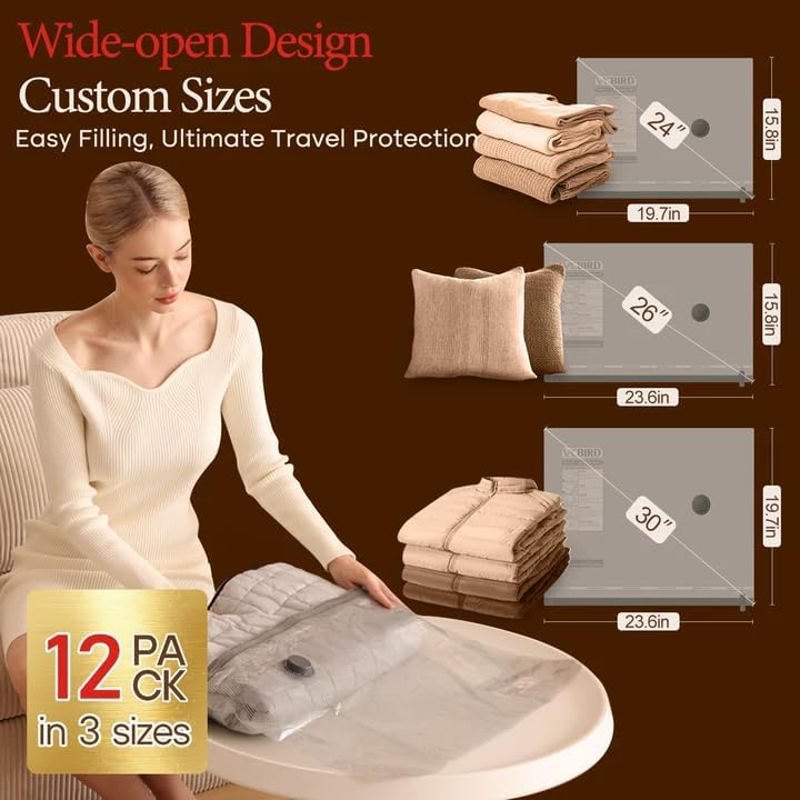 15 Pack Vacuum Bags for Travel with Rechargeable Cordless Electric Pump, Carry-on Packing Bags for Luggage and Suitcase, Space Saver for Clothes and Clothing