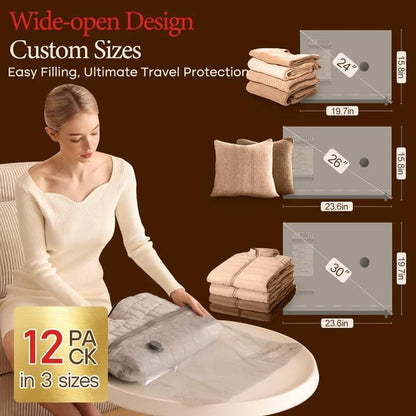 15 Pack Vacuum Bags for Travel with Rechargeable Cordless Electric Pump, Carry-on Packing Bags for Luggage and Suitcase, Space Saver for Clothes and Clothing