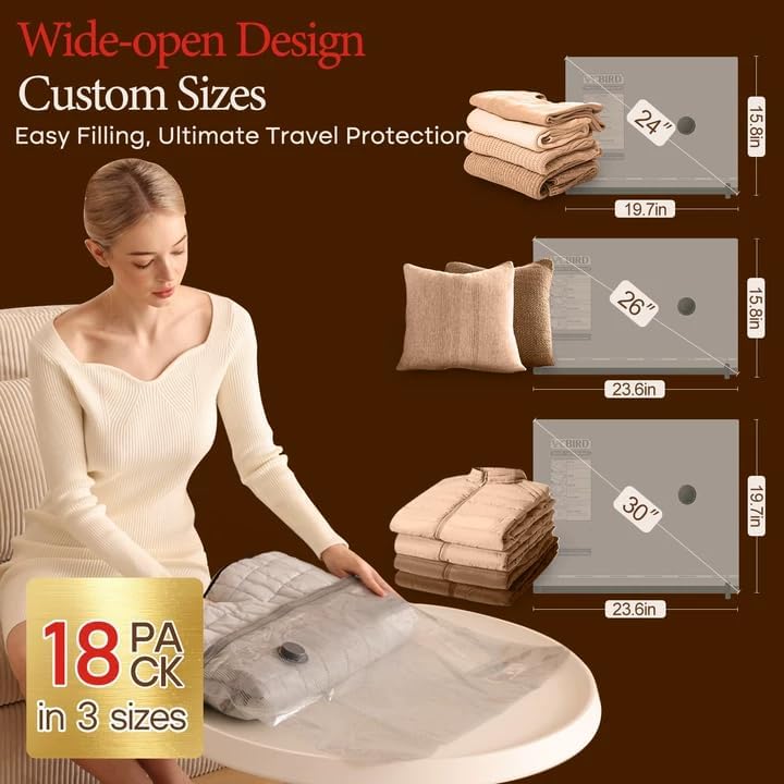 15 Pack Vacuum Bags for Travel with Rechargeable Cordless Electric Pump, Carry-on Packing Bags for Luggage and Suitcase, Space Saver for Clothes and Clothing