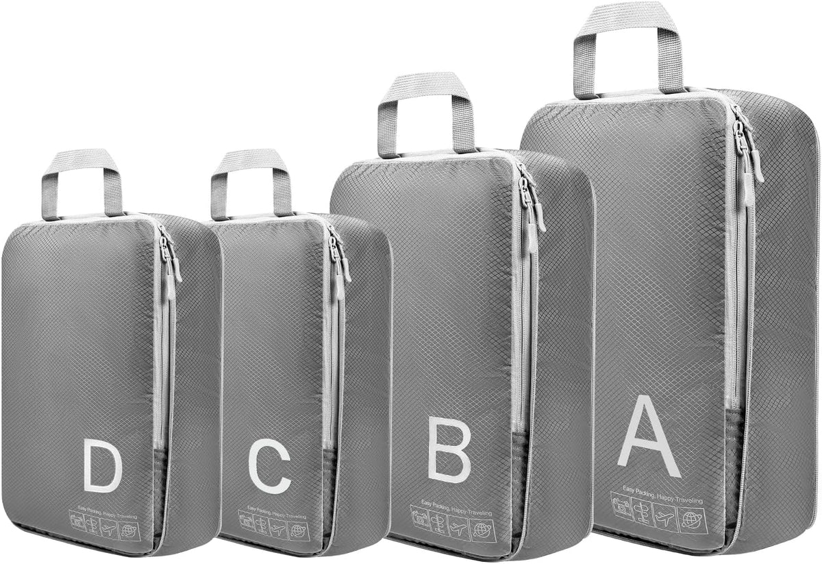 Compression Packing Cubes for Travell Fabric Packing Cubes with Smooth Zippers, Space-Saving Compression Bags for Travell, Luggage Organizers for Clothes, Shoes, and Accessories