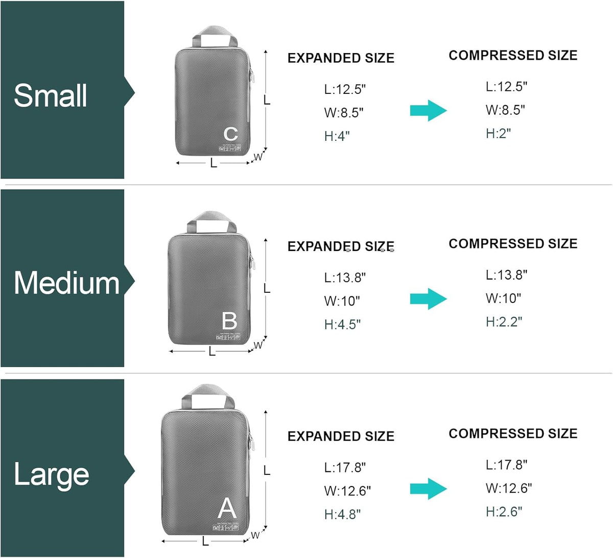 Compression Packing Cubes for Travell Fabric Packing Cubes with Smooth Zippers, Space-Saving Compression Bags for Travell, Luggage Organizers for Clothes, Shoes, and Accessories
