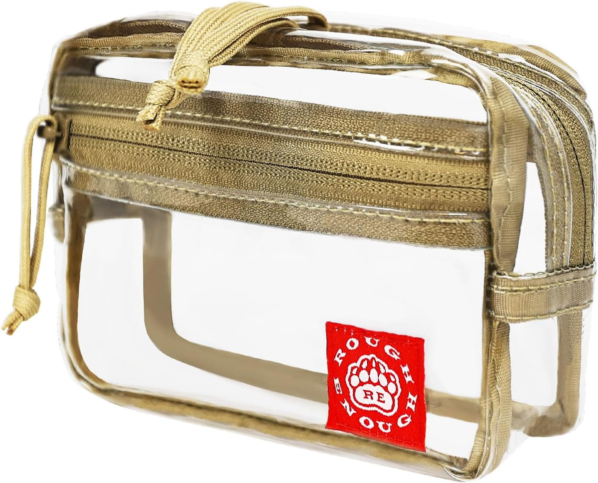 Rough Enough Clear TSA Approved Toiletry Bag, Small Quart Size Travel Pouch, Leakproof PVC Makeup Cosmetic Bag with YKK Zipper for Women Business Trips