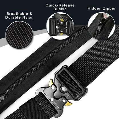Tactical Belts for Men - Money Belt for Travel for Man Hidden, Belts for Jeans Mens Adjustable edc Belt Mens Belt, Money Belt for Travel for Men Hidden(Black)