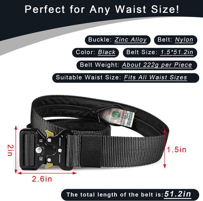 Tactical Belts for Men - Money Belt for Travel for Man Hidden, Belts for Jeans Mens Adjustable edc Belt Mens Belt, Money Belt for Travel for Men Hidden(Black)