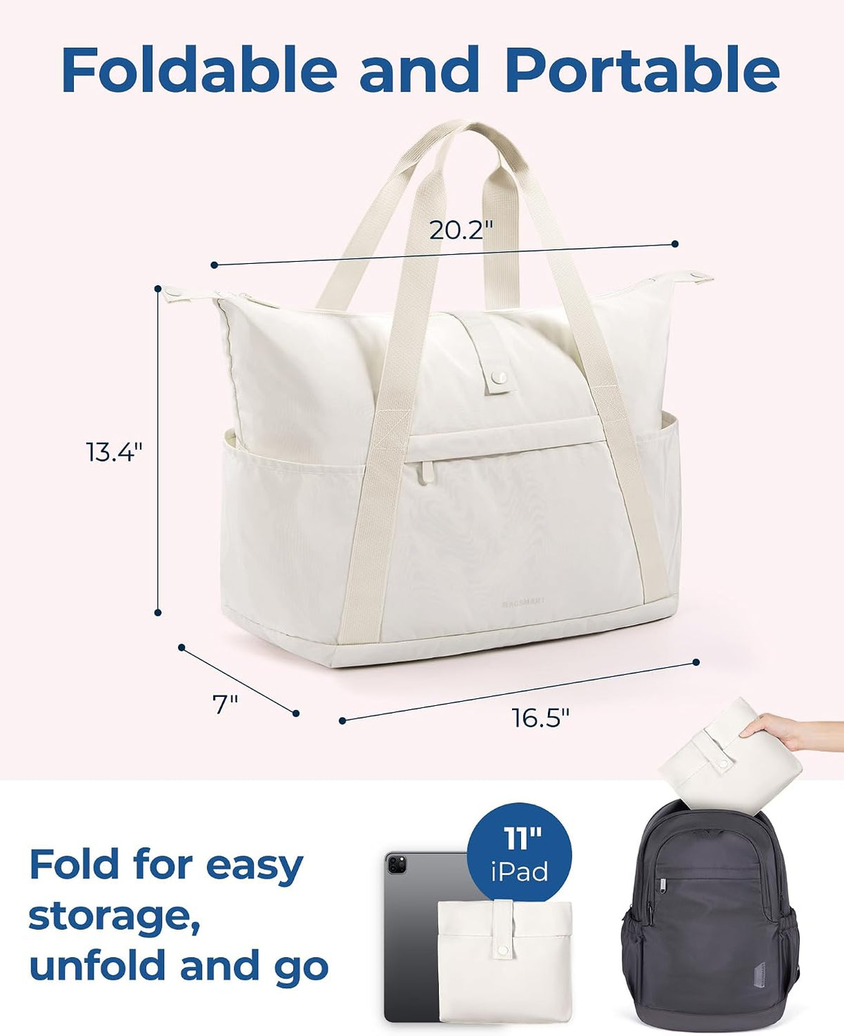 For Spirit Airlines Personal Item Bag, 23L Foldable Weekender Bags for Women Gym Tote Overnight Bag for Travel