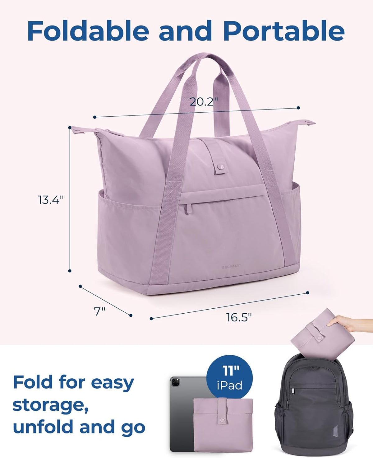 For Spirit Airlines Personal Item Bag, 23L Foldable Weekender Bags for Women Gym Tote Overnight Bag for Travel